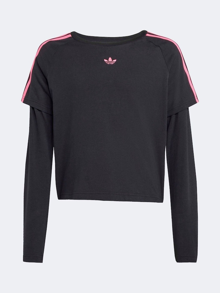 adidas Originals Black Layered Long Sleeve Kids Top - Image 12 of 12