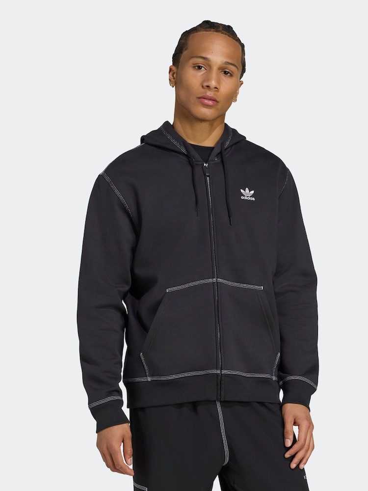 adidas Originals Black Essentials Fleece Zip Hoodie - Image 1 of 6 adidas Originals Black Essentials Fleece Zip Hoodie - Image 1 of 6