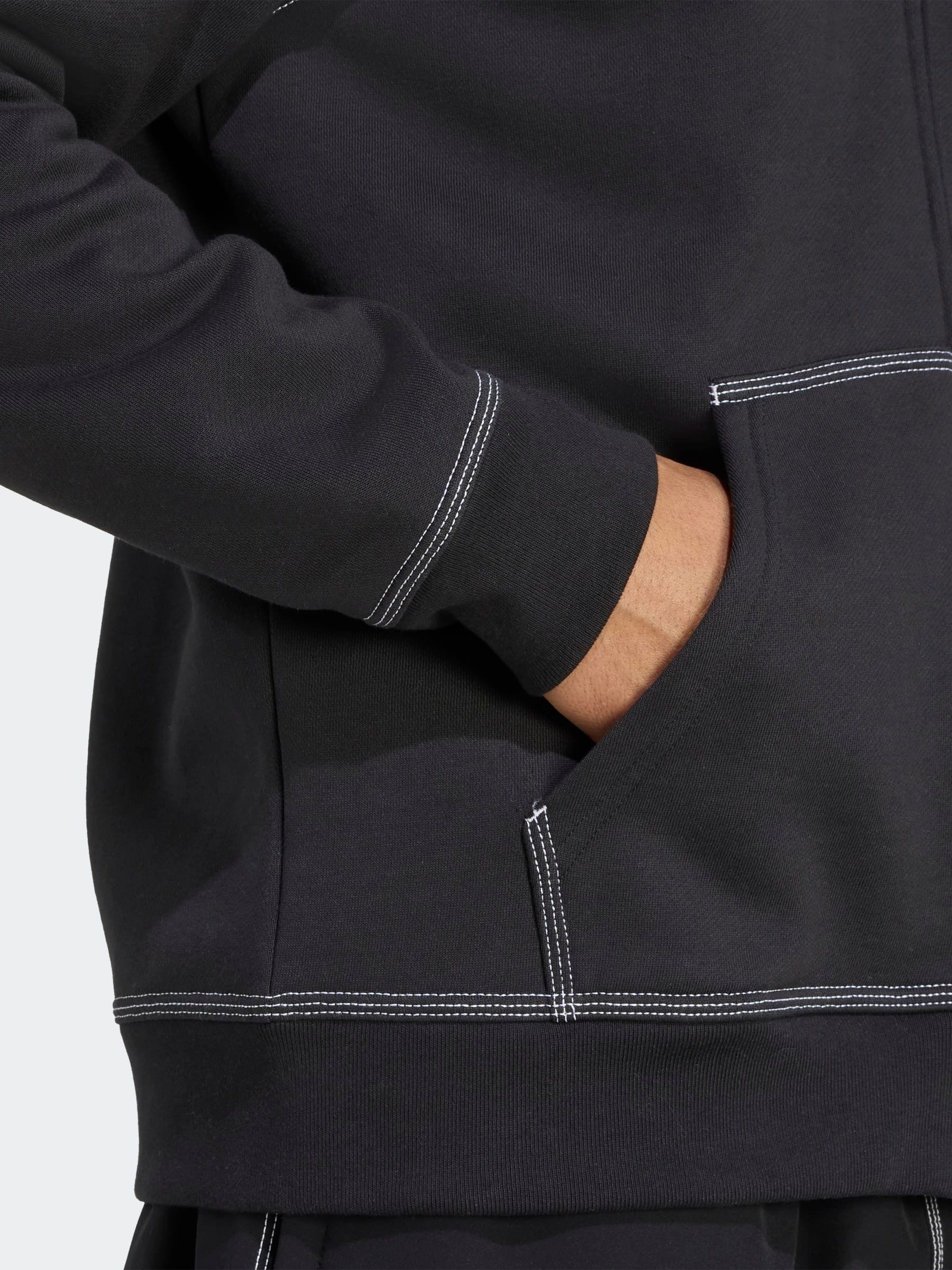 Buy adidas Originals Black Essentials Trefoil Full-Zip Hoodie from
