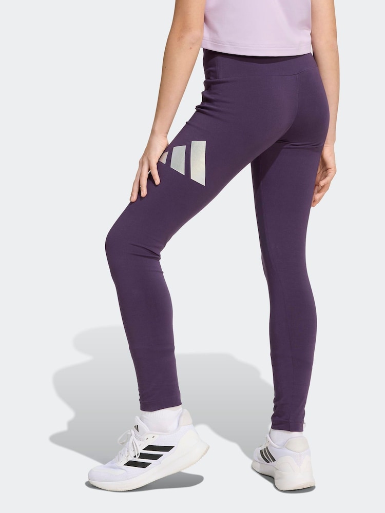 adidas Purple Everyday Glam Cotton Kids Leggings - Image 2 of 6 adidas Purple Everyday Glam Cotton Kids Leggings - Image 2 of 6