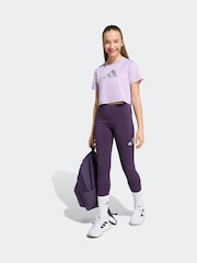 adidas Purple Everyday Glam Cotton Kids Leggings - Image 3 of 6
