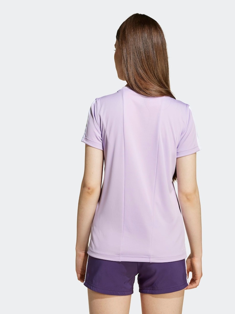 adidas Purple Training Essentials 3-Stripes Kids T-Shirt - Image 2 of 6
