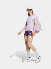 adidas Purple Training Essentials 3-Stripes Kids T-Shirt - Image 3 of 6