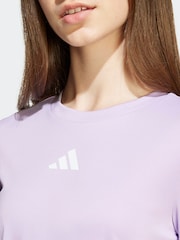 adidas Purple Training Essentials 3-Stripes Kids T-Shirt - Image 4 of 6