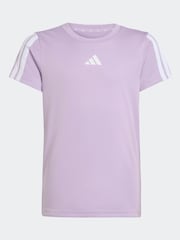 adidas Purple Training Essentials 3-Stripes Kids T-Shirt - Image 6 of 6