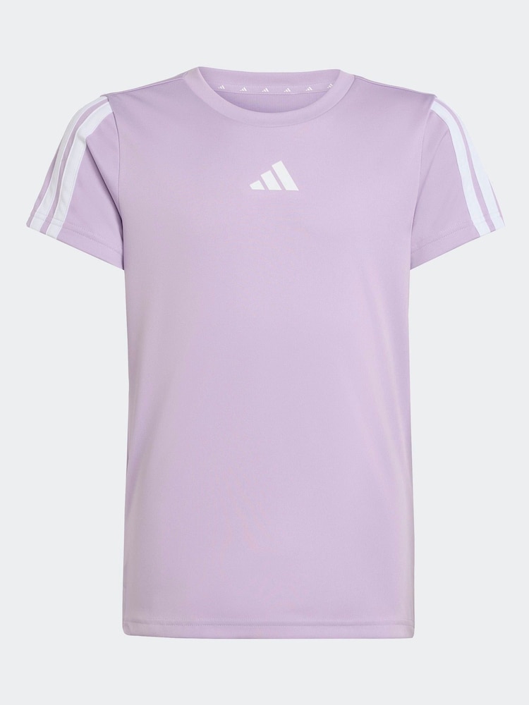 adidas Purple Training Essentials 3-Stripes Kids T-Shirt - Image 6 of 6