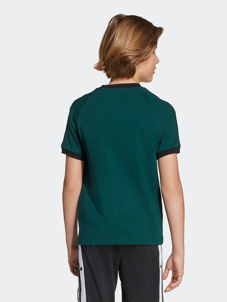 adidas Originals Green Adicolor 3-Stripes Kids T-Shirt - Image 2 of 6