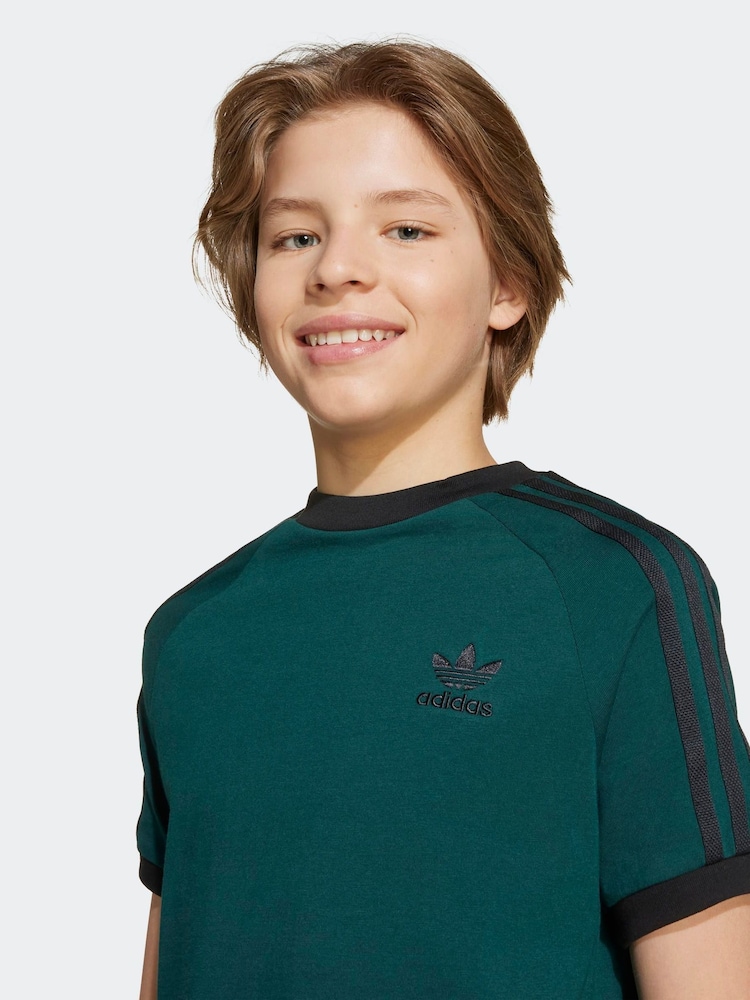 Žalia - Adidas Originals Adicolor 3-dryžuoti vaikiški marškinėliai - 5 paveikslėlis iš 5