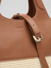 LK Bennett Brown Carly Paper Fabric Blend Crossbody Tote Bag - Image 4 of 4