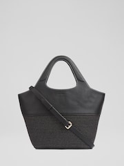 LK Bennett Black Carly Paper Fabric Blend Cross-Body Tote Bag - Image 1 of 4