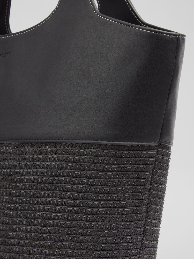 LK Bennett Black Carly Paper Fabric Blend Cross-Body Tote Bag - Image 2 of 4 LK Bennett Black Carly Paper Fabric Blend Cross-Body Tote Bag - Image 2 of 4