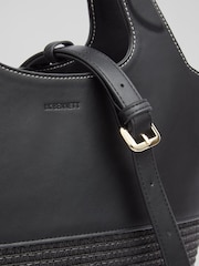 LK Bennett Black Carly Paper Fabric Blend Cross-Body Tote Bag - Image 3 of 4