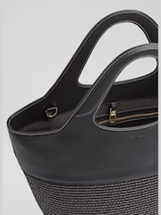 LK Bennett Black Carly Paper Fabric Blend Cross-Body Tote Bag - Image 4 of 4