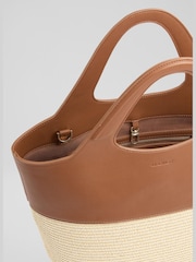 LK Bennett Brown Carly Mushroom Paper Fabric Blend Cross-Body Tote Bag - Image 2 of 3