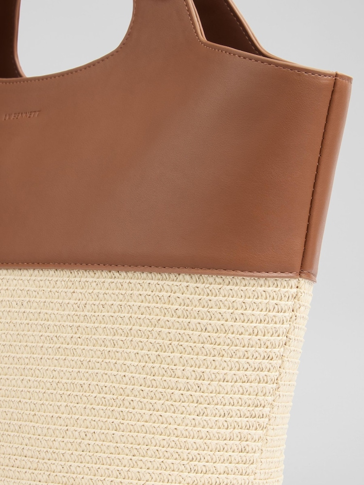 LK Bennett Brown Carly Mushroom Paper Fabric Blend Cross-Body Tote Bag - Image 3 of 3