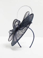 Jon Richard Blue Navy Woven Bow Fascinator - Image 2 of 4