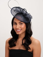 Jon Richard Blue Navy Woven Bow Fascinator - Image 3 of 4