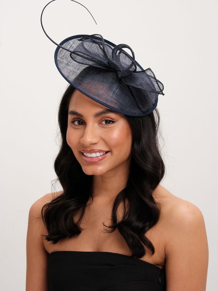 Jon Richard Blue Navy Woven Bow Fascinator - Image 3 of 4