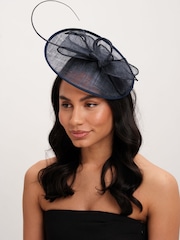 Jon Richard Blue Navy Woven Bow Fascinator - Image 4 of 4