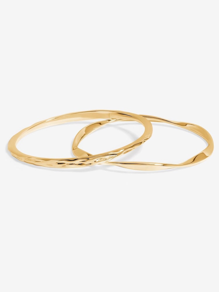 Jon Richard Gold Tone Polished Bangles 2 Pack - Image 1 of 3