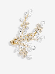 Jon Richard Gold Crystal Spray Floral Pearl Embellished Hair Slide - Image 2 of 3