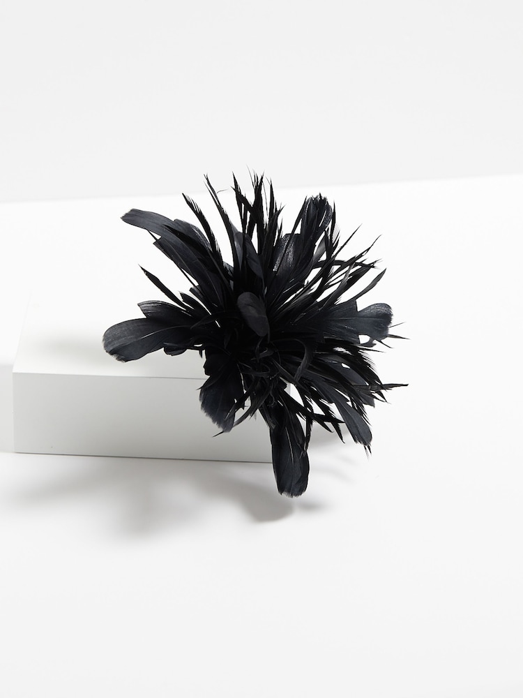 Jon Richard Black Statement Floral Clip Fascinator - Image 3 of 3