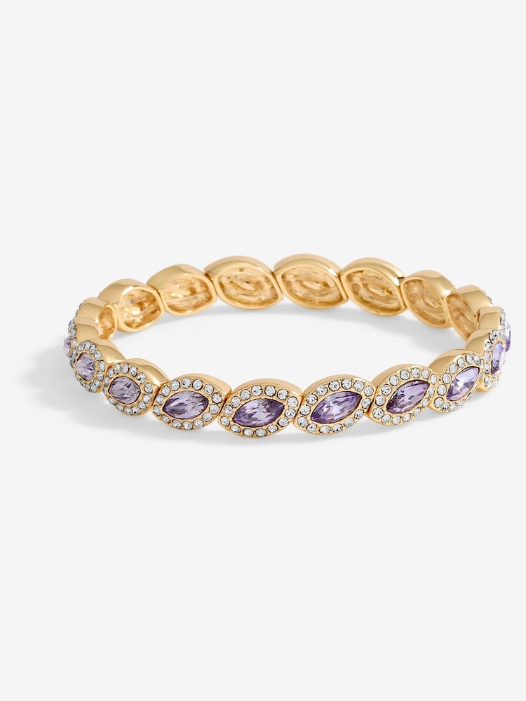 Jon Richard Silver Tone Lavender Navette Stretch Bracelet - Image 1 of 2