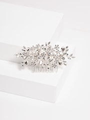 Jon Richard Silver Crystal Floral Hair Comb - Image 2 of 4