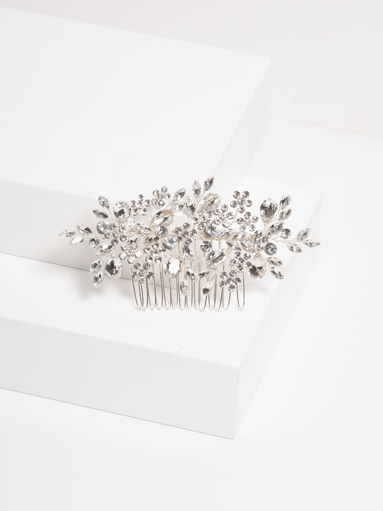 Jon Richard Silver Crystal Floral Hair Comb - Image 2 of 4