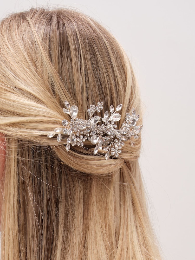 Jon Richard Silver Crystal Floral Hair Comb - Image 2 of 4 Jon Richard Silver Crystal Floral Hair Comb - Image 2 of 4
