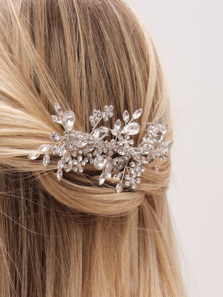 Jon Richard Silver Crystal Floral Hair Comb - Image 4 of 4 Jon Richard Silver Crystal Floral Hair Comb - Image 4 of 4