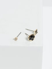 Jon Richard Gold Tone Jet Enamel Earrings 3 Pack - Image 3 of 4