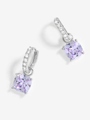 Jon Richard Silver Tone Lavender Huggie Earrings - Image 1 of 2