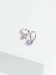 Jon Richard Silver Tone Lavender Huggie Earrings - Image 2 of 2