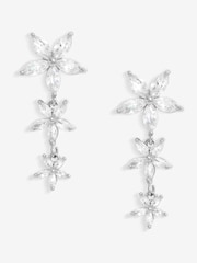 Jon Richard Silver Tone Cubic Zirconia Mixed Floral Huggie Earrings - Image 1 of 2