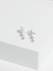 Jon Richard Silver Tone Cubic Zirconia Mixed Floral Huggie Earrings - Image 2 of 2