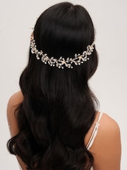 Jon Richard Gold Tone Pearl Crystal Floral Hair Vine - Image 2 of 4