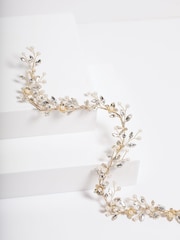 Jon Richard Gold Tone Pearl Crystal Floral Hair Vine - Image 3 of 4