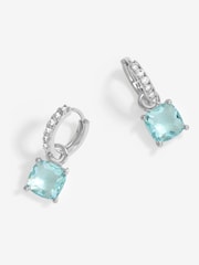 Jon Richard Silver Tone Aqua Huggie Earrings - Image 1 of 3