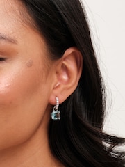 Jon Richard Silver Tone Aqua Huggie Earrings - Image 2 of 3