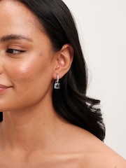 Jon Richard Silver Tone Aqua Huggie Earrings - Image 3 of 3