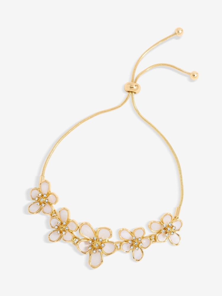 Jon Richard Gold Tone Mother Of Pearl Floral Bracelet - Image 1 of 4