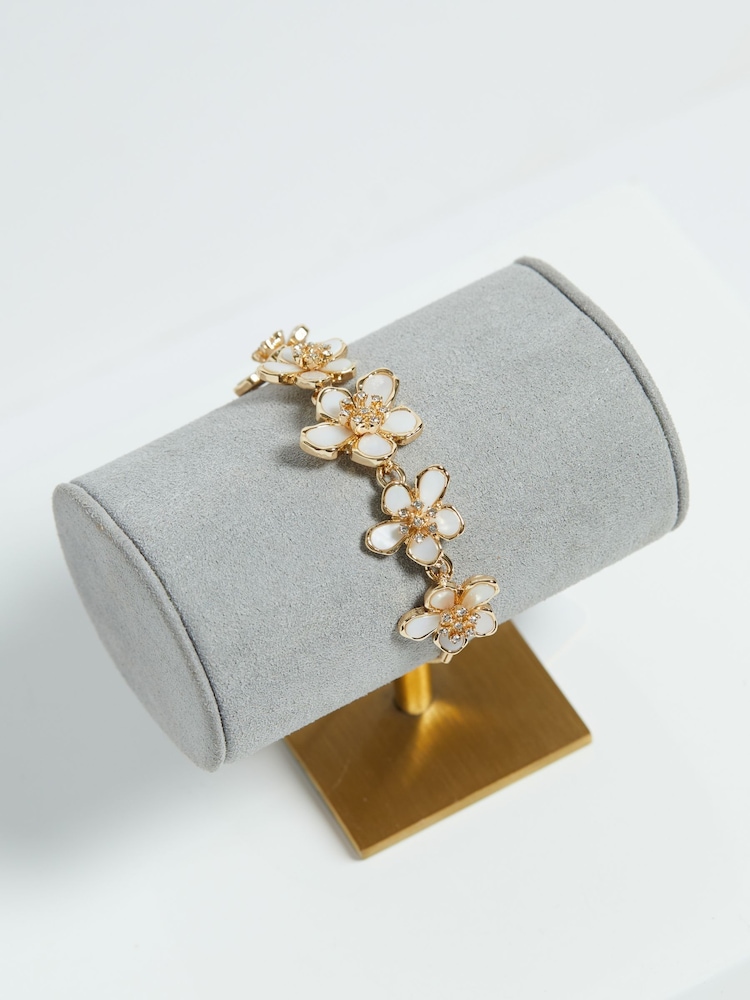 Jon Richard Gold Tone Mother Of Pearl Floral Bracelet - Image 2 of 4