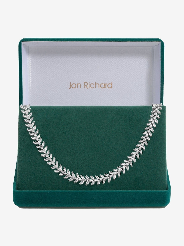 Jon Richard Silver Tone Cubic ZirconiaLeaf Adjustable Toggle Necklace - Image 1 of 3