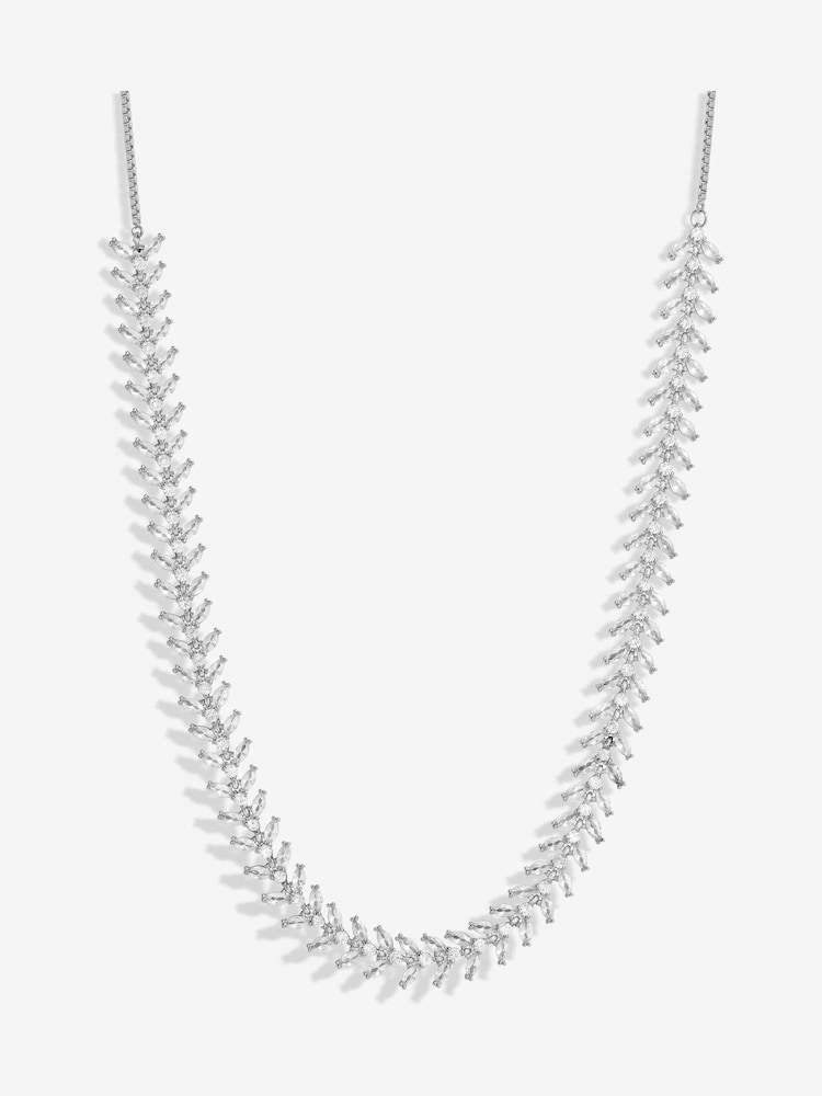 Jon Richard Silver Tone Cubic ZirconiaLeaf Adjustable Toggle Necklace - Image 2 of 3