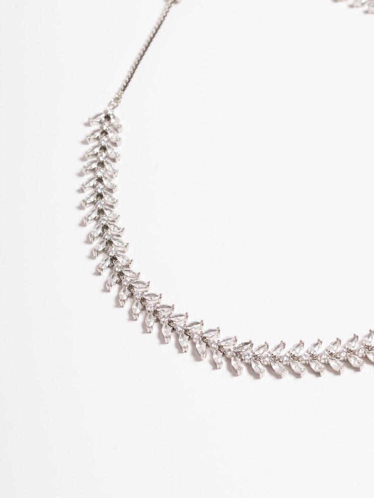 Jon Richard Silver Tone Cubic ZirconiaLeaf Adjustable Toggle Necklace - Image 3 of 3