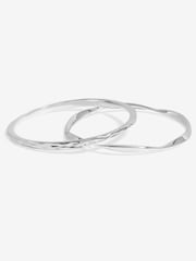 Jon Richard Silver Tone Polished Bangles 2 Pack - Image 1 of 3