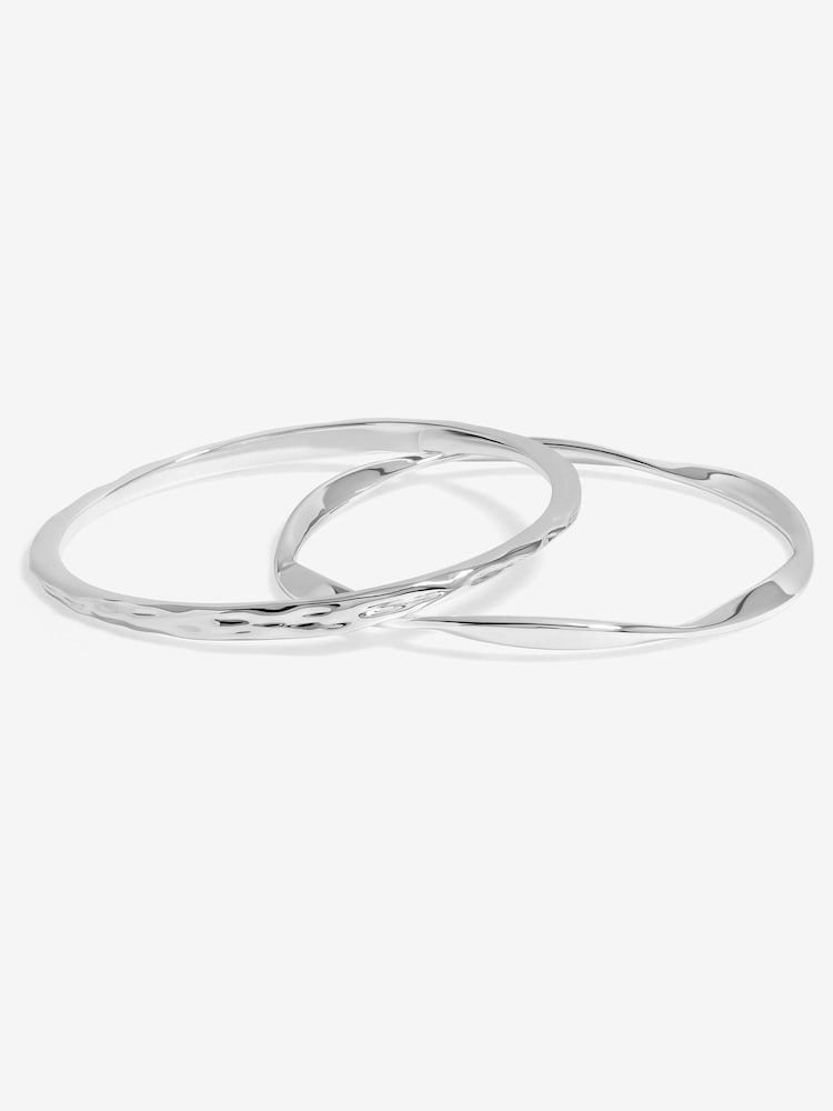 Jon Richard Silver Tone Polished Bangles 2 Pack - Image 1 of 3