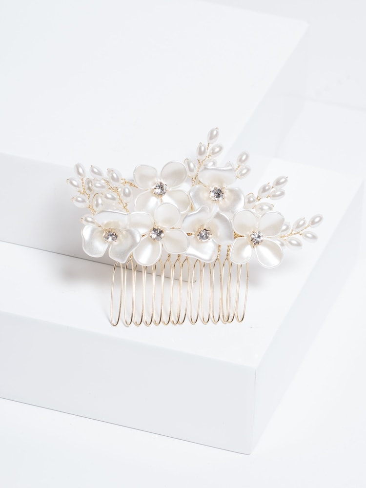 Jon Richard Gold Floral Crystal Hair Comb - Image 2 of 2