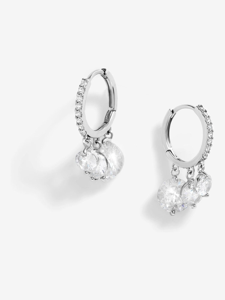 Jon Richard Silver Tone Cubic Zirconia Crystal Charm Earrings - Image 1 of 4